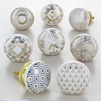 Golden Printed Ceramic Knob