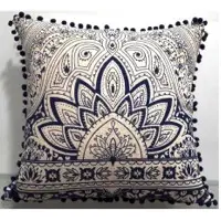 Printed Cushion With Pom Pom