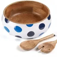 Wooden Salad Bowl 10x10x4 Inch With Server