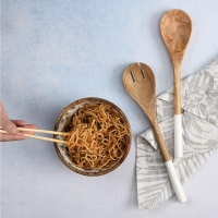 Wooden Enamel Salad Bowl