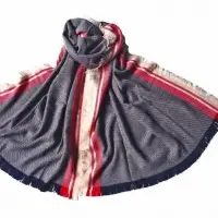 Cozy Acrylic Navy/Red Stripe Scarf