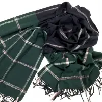 Cozy Acrylic Green Plaid Scarves