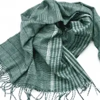 Cozy Acrylic Green Geometic Scarves
