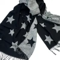 Cozy Acrylic Black Star Scarves