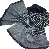 Cozy Acrylic Black/White Stripe Scarves