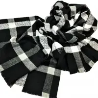 Cozy Acrylic Black Windowpane Scarves