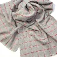 Cozy Grey Windowpane Boucle Scarves