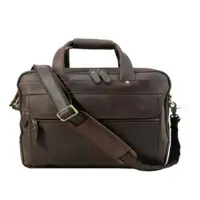 Leather 17 inch Laptop Briefcase Bag (Coffee)