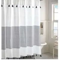 Dobby Woven with attached Tassel Shower Curtain