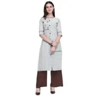 Latest Designer Super Cotton White Kurti Palazzo