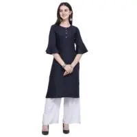 Rayon 2 Tone Slub Blue Kurti Palazzo