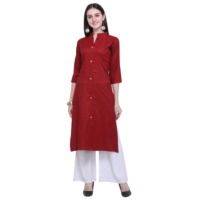 Designer Rayon 2 Tone Slub Red Kurti Palazzo