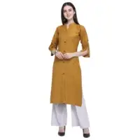 Designer Rayon 2 Tone Slub Yellow Kurti Palazzo