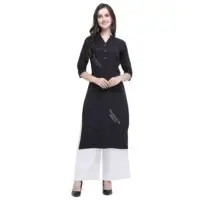 Designer Rayon 2 Tone Slub Blue Kurti Palazzo