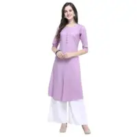 Designer Rayon 2 Tone Slub Purple Kurti Palazzo