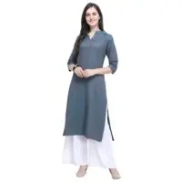 Designer Rayon 2 Tone Slub Blue Kurti Palazzo