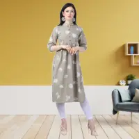 Yb Trends Printed Lafer Cotton Kurtis