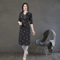 Yb Trends Printed Lafer Cotton Kurti