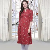 Yb Trends Printed Lafer Cotton Kurtis