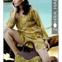 Olive Green And Tan Kurta In Pure Shiffon