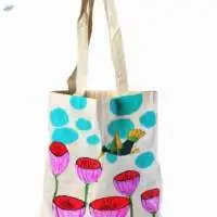 Cotton Beach Bag Bird Flower Printed