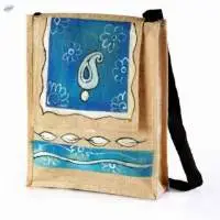 Jute Conference Shoulder Bag Blue Printed