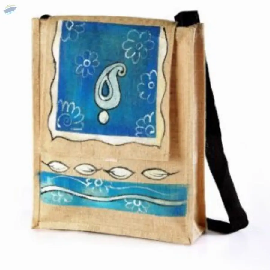 Jute Conference Shoulder Bag Blue Printed