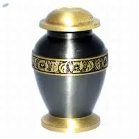 Black urns with golden printed circle