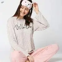 Ladies Winter Top and Pyjama Set Knitted