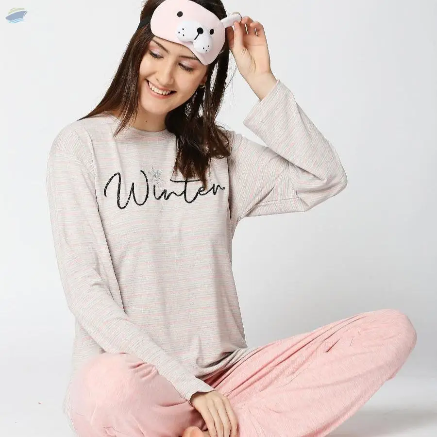 Ladies Winter Top and Pyjama Set Knitted