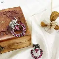 Pink Stone Drop Earrings