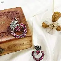 Pink  Stone Drop Earrings