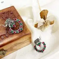 Pink & Green Stone Drop Earrings