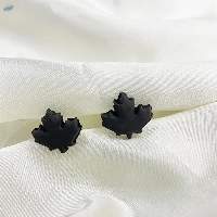 Fall Black Leaf Stud Polymer Clay Earrings
