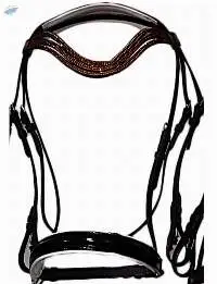 Bling 3 Row Red Crystal Leather Bridle