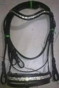 Bling Silver Crystal Leather Bridle