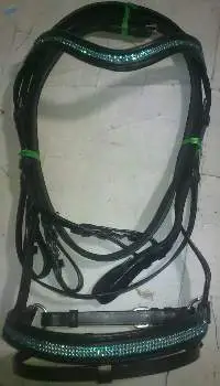 Bling Green Crystal Leather Bridle