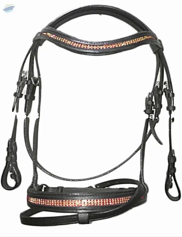 Bling Red Crystal Leather Bridle