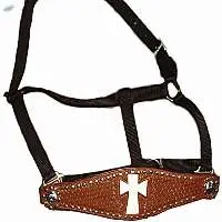 Bronc Tooled Leather Halter Tan