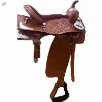 Show Western Leather Saddle With Metal Fitting
