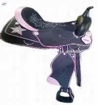 Synthetic Western Pony Saddle Black And Pink