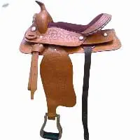 Western show carved leather saddle