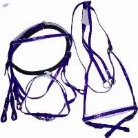 PVC Riding Bridle Set With Breastplate Purple