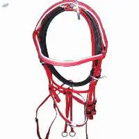 PVC Riding Bridle With Rein In Steel Red