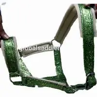 Fleece Padding Green Glitter Halter