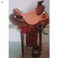 Genuine Leather Western Carving Saddle