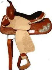 Show Western Carved Leather Saddle With Steel