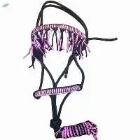 Genuine PP Rope Bridle with Lead Purple