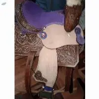 Genuine Western Leather Colorful Carving Saddle