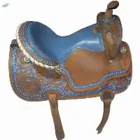 Genuine Colorful Horse Western Saddle Blue